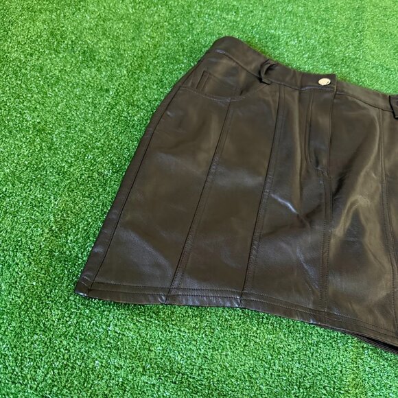 Forever 21 Women’s Mini Retro Bodycon Vegan Leather Lining Skirt in Black Size L - Picture 4 of 14